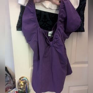 2x purple vixen powderpuff shirt EUC